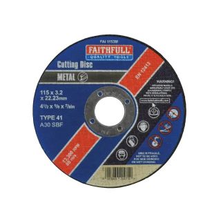 Faithfull FAI1153M Metal Cut Off Disc 115 x 3.2 x 22.23mm