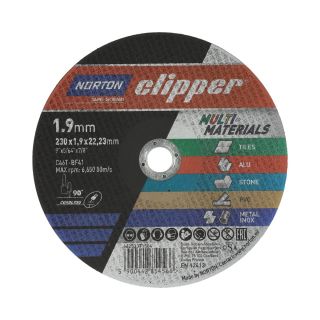 Norton Clipper Multi-Material Flat Cutting Disc - 230 x 1.9 x 22.23mm