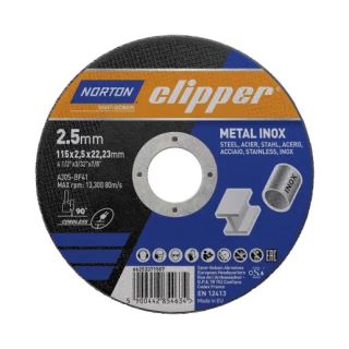 Norton Clipper Flat Metal Inox Cutting Disc - 115 x 2.5 x 22.23mm