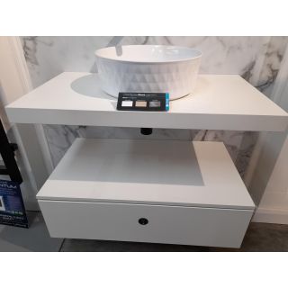 HIB 800mm Matt White Drawer & Shelf c/w 350mm Diameter Basin