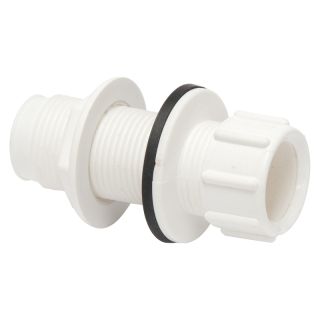 Polypipe Overflow Straight Tank Connector - 21.5mm - Plastic White