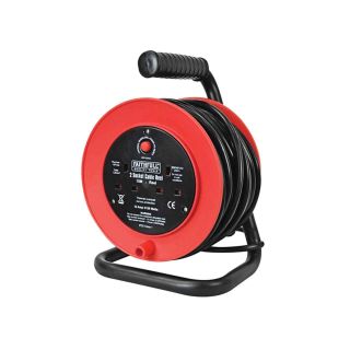 Faithfull Open Drum Cable Reel 240V - 15m - 13 Amp - 2 Socket