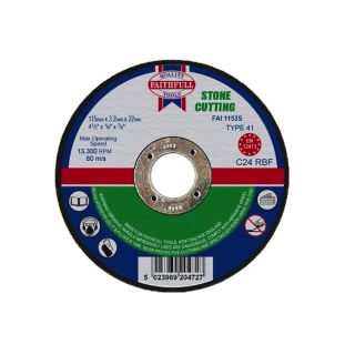 Faithfull Stone Cutting Disc - Flat - 100mm x 3.2mm x 16mm