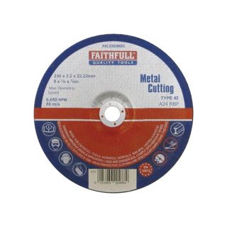 Faithfull Metal Cutting Disc - Depressed Centre - 230mm x 3.2mm x 22mm