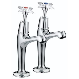 Bristan VAXHNKC Cross Top Chrome High Neck Pillar Taps