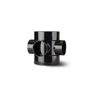 SE60B - Short Boss Pipe 4in/110mm. Double solvent socket requires boss adaptor. Black