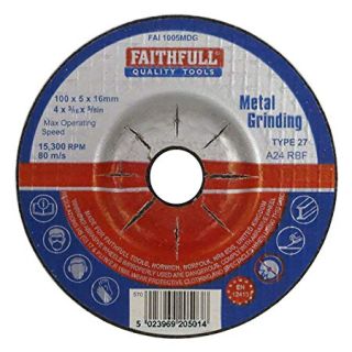 Faithfull Metal Cutting Disc - Depressed Centre - 100mm x 5mm x 16mm