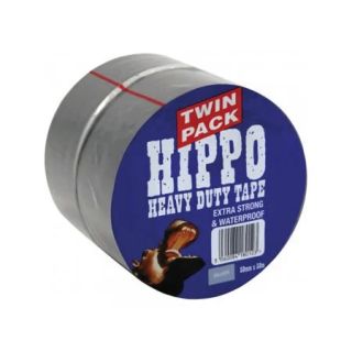 Hippo Heavy Duty Cloth Duct Tape - Silver - 50mm x 50M - TWIN PACK