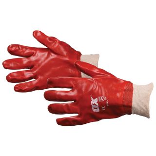 OX Red PVC Knit Wrist Gloves - Size X-Large (10)