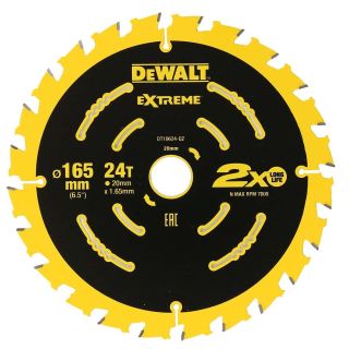 DeWalt DT10624QZ Extreme Framing Circular Saw Blade - 165 x 20mm Bore 24T