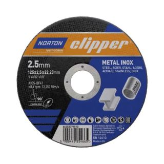 Norton Clipper Flat Metal Inox Cutting Disc - 125 x 2.5 x 22.23mm