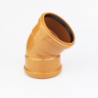 Polypipe Underground Double Socket Bend 45deg 160mm - Orange Plastic